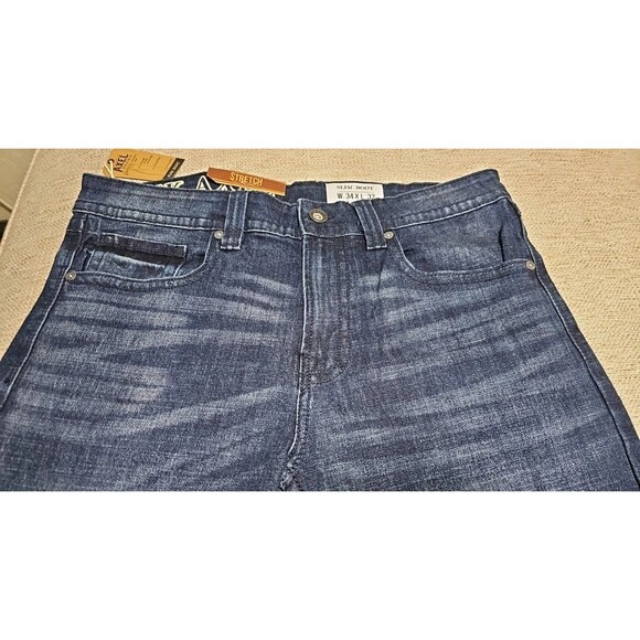 TK Axel Jeans Men Sz 34X32 Blue Denim Stretch Slim Fit Boot Cut Dark Wash NWT - Picture 3 of 9